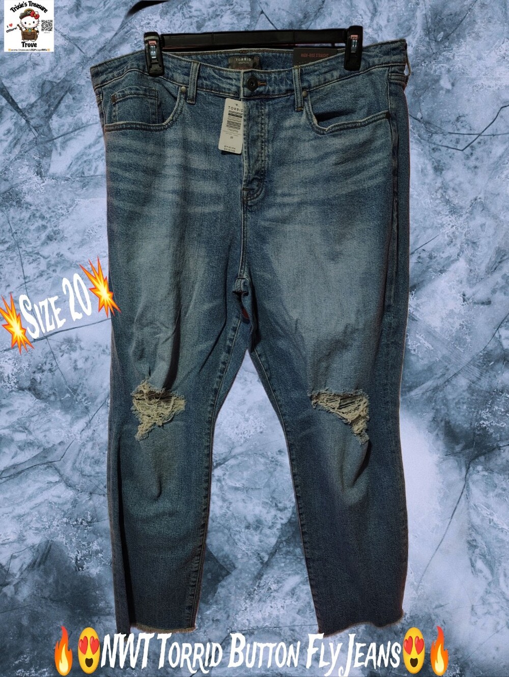 NWT Torrid High-Rise Straight Button Fly Jeans - Size 20T